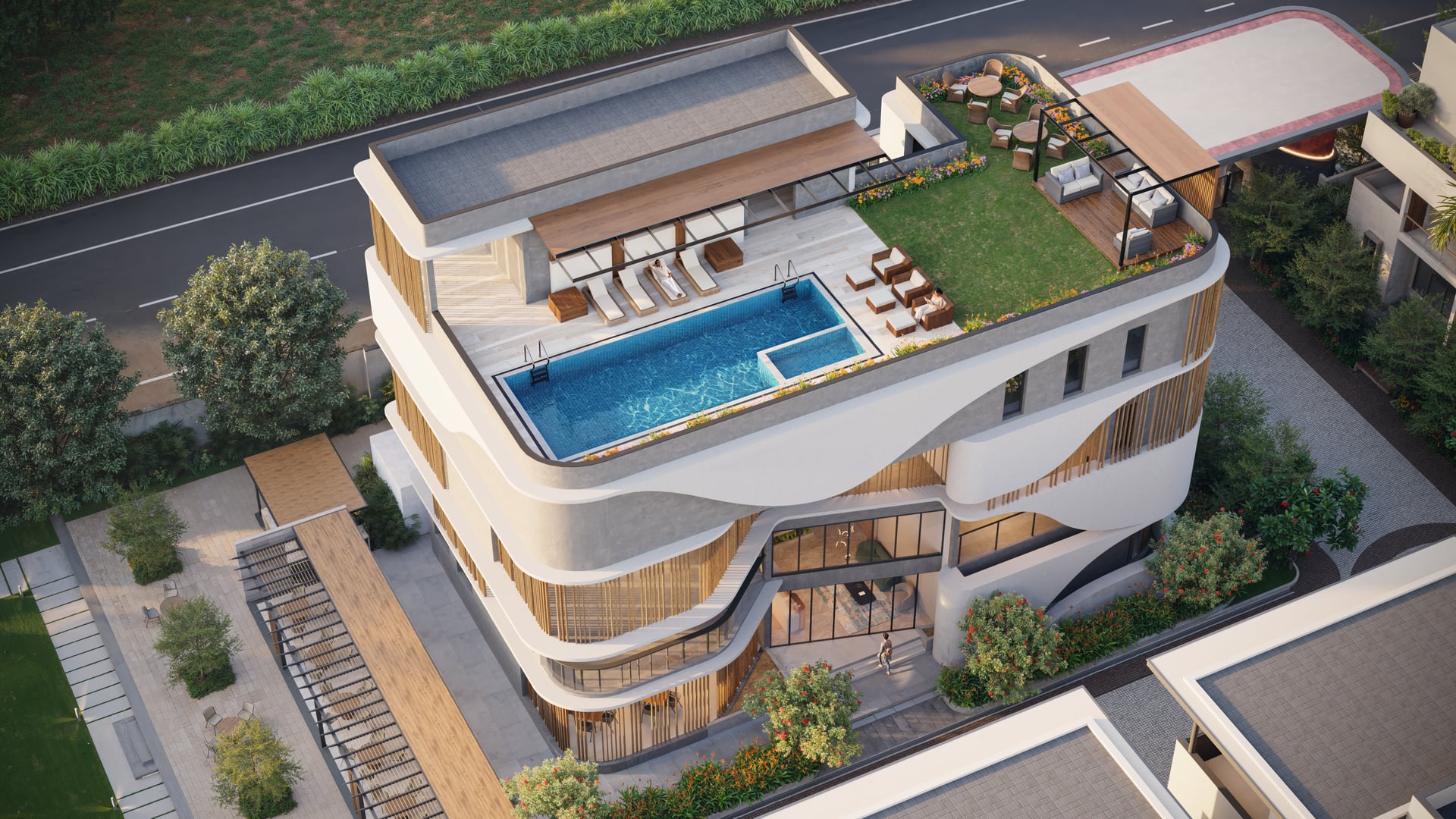 Aerial view of the club house